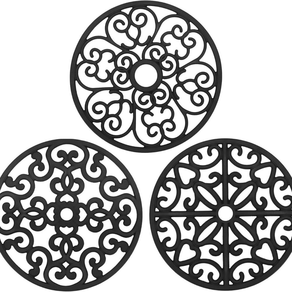 3PCS Silicone Trivet Mat - Flexible Non-Slip Heat Resistant Modern Kitchen Teapo